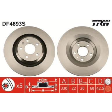 Bremsscheibe Vw T. A6 Allroad 06 DF4893S