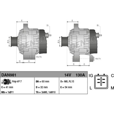 DENSO Generator DAN981 DENSO Generator DAN981