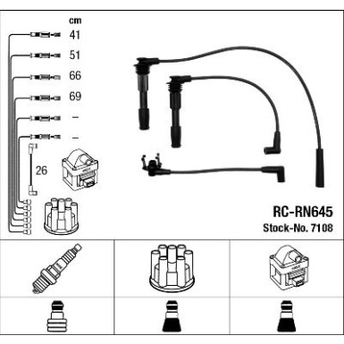 RC-RN645 NGK - Zündkabelsatz RENAULT 19 I Cabriolet 91-92 7108