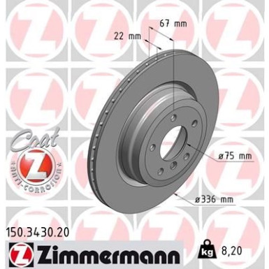 ZIMMERMANN Bremsscheibe 150.3430.20 ZIMMERMANN Bremsscheibe 150.3430.20