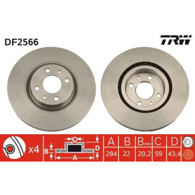 Bremsscheibe Fiat P. Stilo/Mare ( Brembo ) DF2566 Bremsscheibe Fiat P. Stilo/Mare ( Brembo ) DF2566