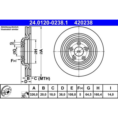Bremsscheibe Jaguar T. Xf/Xj 2.0-5.0 08 24.0120-0238.1 Bremsscheibe Jaguar T. Xf/Xj 2.0-5.0 08 24.0120-0238.1