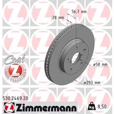 ZIMMERMANN Bremsscheibe 530.2469.20 Coat Z