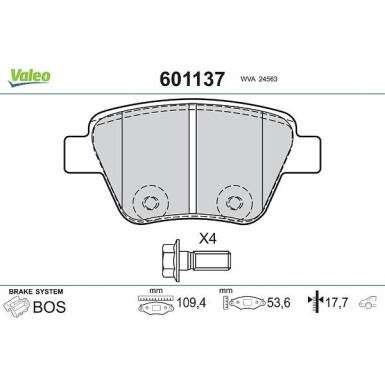 VALEO Bremsbeläge 601137