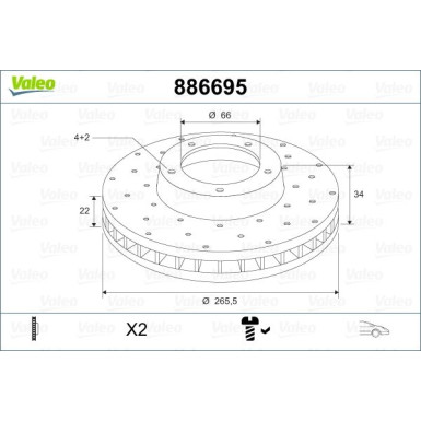 VALEO Bremsscheibe 886695 VALEO Bremsscheibe 886695