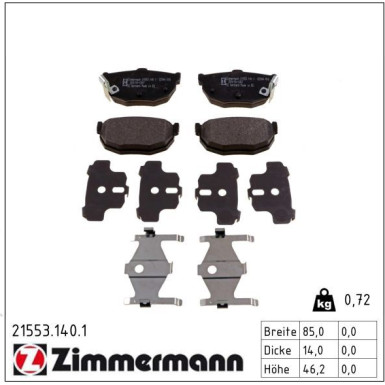 ZIMMERMANN Bremsbeläge 21553.140.1 ZIMMERMANN Bremsbeläge 21553.140.1