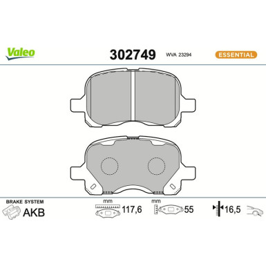 VALEO Bremsbeläge 302749 ESSENTIAL VALEO Bremsbeläge 302749 ESSENTIAL