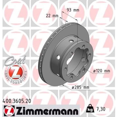 ZIMMERMANN Bremsscheibe 400.3605.20 ZIMMERMANN Bremsscheibe 400.3605.20