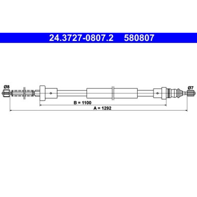 ATE Handbremsseil Seilzug Festellbremse 24.3727-0807.2 ATE Handbremsseil Seilzug Festellbremse 24.3727-0807.2