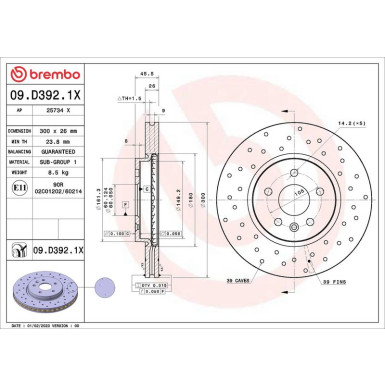 Bremsscheibe VA 09.D392.1X Bremsscheibe VA 09.D392.1X