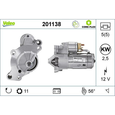 VALEO Anlasser 201138 VALEO CORE-FLEX