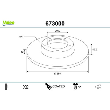 VALEO Bremsscheibe 673000 COATED
