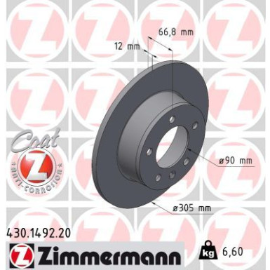 ZIMMERMANN Bremsscheibe 430.1492.20 Coat Z