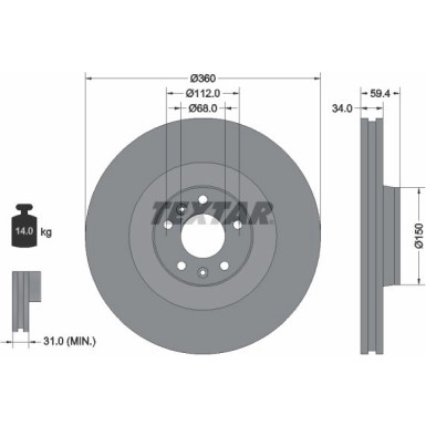 Bremsscheibe Vw P. A8 03- 360Mm PRO 92122203 Bremsscheibe Vw P. A8 03- 360Mm PRO 92122203
