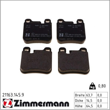 ZIMMERMANN Bremsbeläge 21163.145.9 ZIMMERMANN Bremsbeläge 21163.145.9