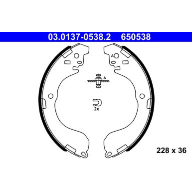 ATE Bremsbackensatz, Feststellbremse 03.0137-0538.2 ATE Bremsbackensatz, Feststellbremse 03.0137-0538.2