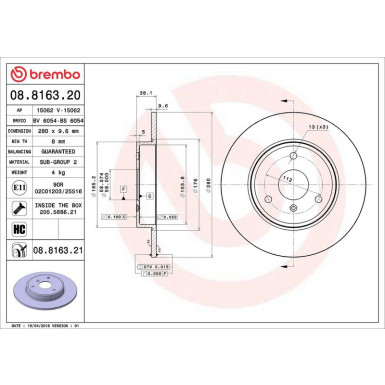 21 481 002 Bremsscheibe VA 08.8163.21 21 481 002 Bremsscheibe VA 08.8163.21