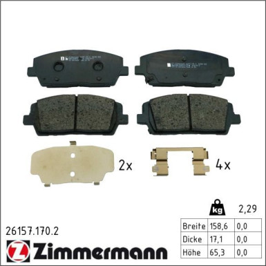ZIMMERMANN Bremsbelagsatz, Scheibenbremse 26157.170.2 ZIMMERMANN Bremsbelagsatz, Scheibenbremse 26157.170.2
