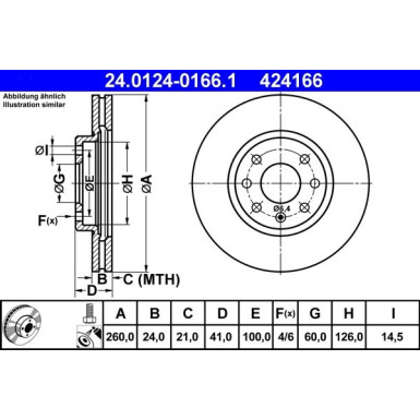 Bremsscheibe Opel P. Combo/Corsa/Tigra 1.3-1.7 D 00 24.0124-0166.1 Bremsscheibe Opel P. Combo/Corsa/Tigra 1.3-1.7 D 00 24.0124-0166.1