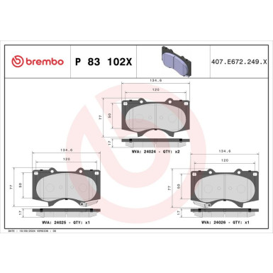 BREMBO Bremsklötze VA TOYOTA FJ, Hilux 15 XTRA LINE P 83 102X BREMBO Bremsklötze VA TOYOTA FJ, Hilux 15 XTRA LINE P 83 102X