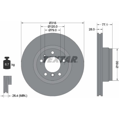 Bremsscheibe Bmw S. 7 (E38) 95-01 92071405 Bremsscheibe Bmw S. 7 (E38) 95-01 92071405
