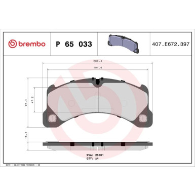 BREMBO Bremsklötze VA PORSCHE Macan 14 PRIME LINE P 65 033 BREMBO Bremsklötze VA PORSCHE Macan 14 PRIME LINE P 65 033