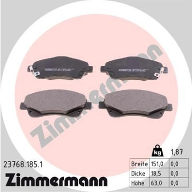 ZIMMERMANN Bremsbeläge 23768.185.1 ZIMMERMANN Bremsbeläge 23768.185.1