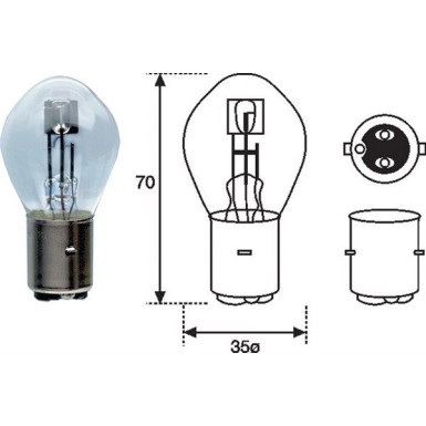 Glühlampe S2 12V/35/35W Ba20D (Mit Metallspule) 002588200000