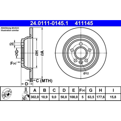 Bremsscheibe Ford T. Focus/Galaxy/Mondeo/S-Max 06-15 24.0111-0145.1 Bremsscheibe Ford T. Focus/Galaxy/Mondeo/S-Max 06-15 24.0111-0145.1
