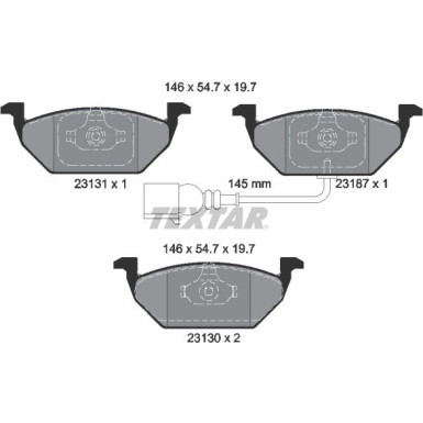 Bremsbelagsatz Vw P. A3/Bora/Golf 4/Polo/Octavia/Fabia/Ibiza Mit Sensor 2313101 Bremsbelagsatz Vw P. A3/Bora/Golf 4/Polo/Octavia/Fabia/Ibiza Mit Sensor 2313101
