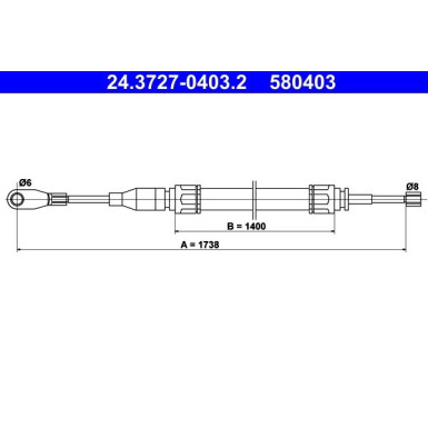 ATE Handbremsseil Seilzug Festellbremse 24.3727-0403.2 ATE Handbremsseil Seilzug Festellbremse 24.3727-0403.2