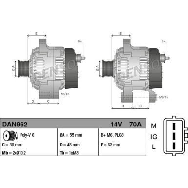 DENSO Generator DAN962 DENSO Generator DAN962