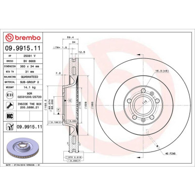 12 481 033 Bremsscheibe VA 09.9915.11