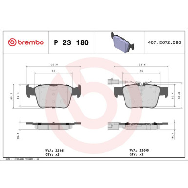 BREMBO Bremsklötze HA ALFA Giulia, Stelvio 15 PRIME LINE P 23 180 BREMBO Bremsklötze HA ALFA Giulia, Stelvio 15 PRIME LINE P 23 180