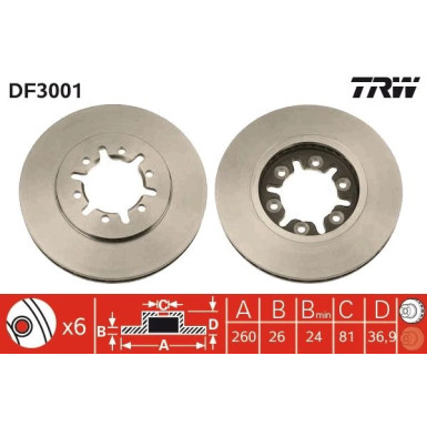 Bremsscheibe Nissan P. Navara/Pick Up/Urvan 2.0-3.0 89 DF3001 Bremsscheibe Nissan P. Navara/Pick Up/Urvan 2.0-3.0 89 DF3001