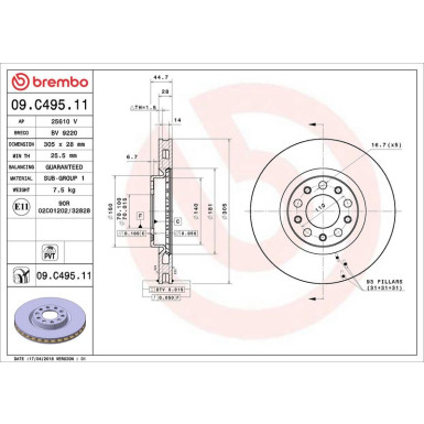 41 481 039 Bremsscheibe VA 09.C495.11 41 481 039 Bremsscheibe VA 09.C495.11