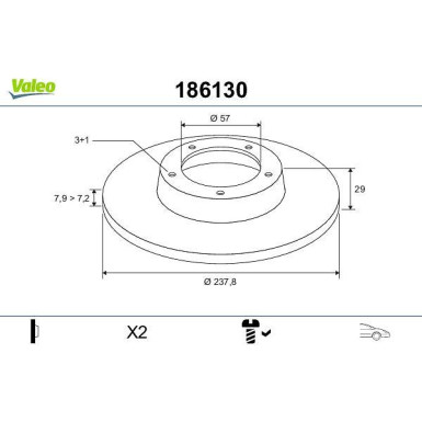 VALEO Bremsscheibe 186130 VALEO Bremsscheibe 186130