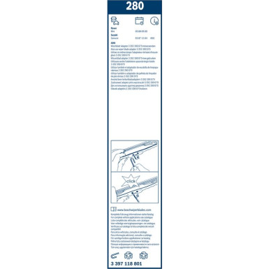 280 BOSCH Wischerblatt 3397118801 280 BOSCH Wischerblatt 3397118801