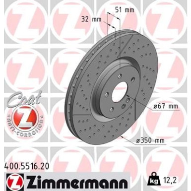 ZIMMERMANN Bremsscheibe 400.5516.20 Coat Z