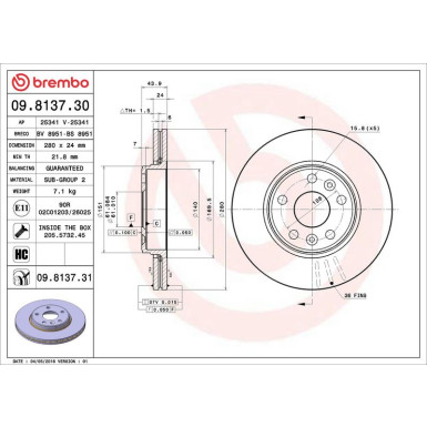 72 481 059 Bremsscheibe VA 09.8137.31 72 481 059 Bremsscheibe VA 09.8137.31