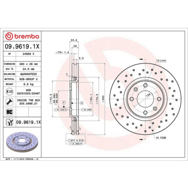 Bremsscheibe VA Xtra CITROEN C3,C4,C5, DS3, DS4 04 XTRA LINE - Xtra 09.9619.1X Bremsscheibe VA Xtra CITROEN C3,C4,C5, DS3, DS4 04 XTRA LINE - Xtra 09.9619.1X