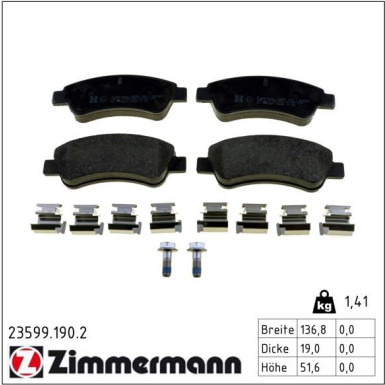ZIMMERMANN Bremsbeläge 23599.190.2 ZIMMERMANN Bremsbeläge 23599.190.2