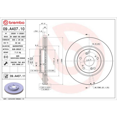 86 481 037 Bremsscheibe VA 09.A407.11 86 481 037 Bremsscheibe VA 09.A407.11
