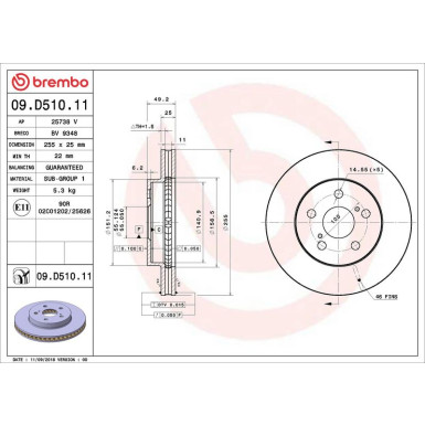 Bremsscheibe VA 09.D510.11 Bremsscheibe VA 09.D510.11