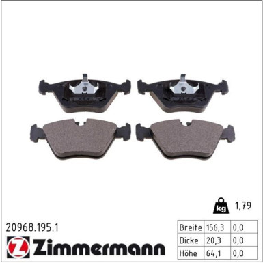 ZIMMERMANN Bremsbeläge 20968.195.1 ZIMMERMANN Bremsbeläge 20968.195.1