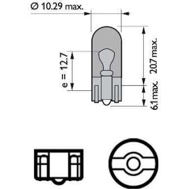 WY5W 12V.5W.W2,1x9,5d Lampe 12396NAB2