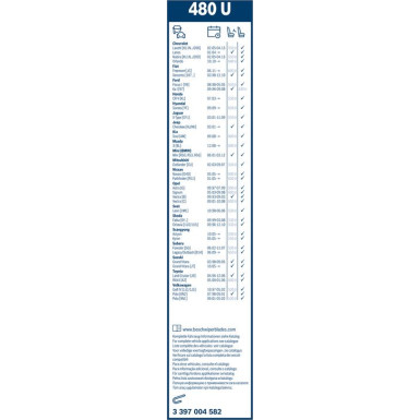 Bosch Wischerblatt 480U 3397004582 Bosch Wischerblatt 480U 3397004582