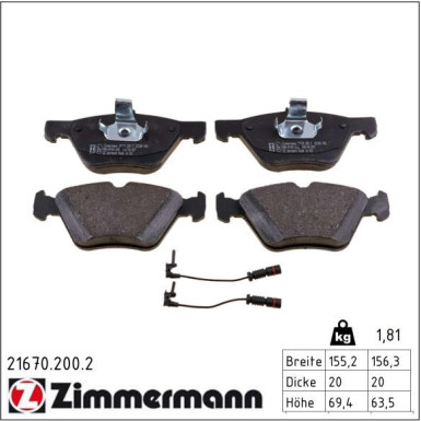 ZIMMERMANN Bremsbeläge 21670.200.2 ZIMMERMANN Bremsbeläge 21670.200.2