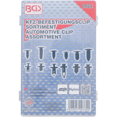 BGS Kfz-Befestigungsclip-Sortiment universal 192-tlg 9780