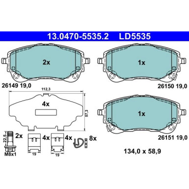 Bremsbelagsatz, Scheibenbremse ATE Ceramic 13.0470-5535.2 Bremsbelagsatz, Scheibenbremse ATE Ceramic 13.0470-5535.2